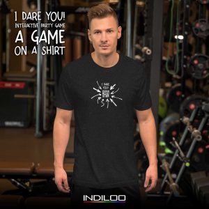 Indiloo Gender-Free T-Shirt – ‘Black’ – ‘I DARE U’ Party Game