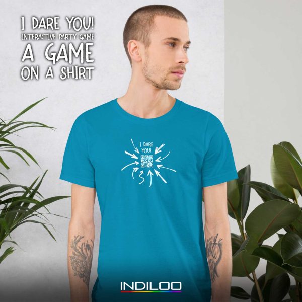Indiloo Gender-Free T-Shirt – ‘Blue’ – ‘I DARE U’ Party Game