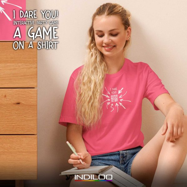 Indiloo Gender-Free T-Shirt – ‘Pink’ – ‘I DARE U’ Party Game