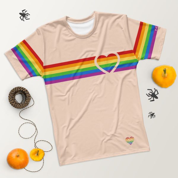 Gender-Free AllOver Print T-Shirt – ‘Pink’ – Rainbow Band Heart