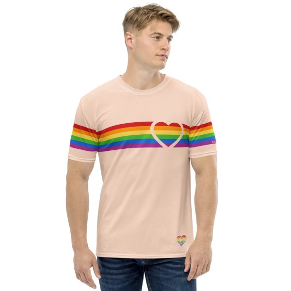 Gender-Free AllOver Print T-Shirt – ‘Pink’ – Rainbow Band Heart - Image 2