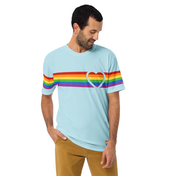 Gender-Free AllOver Print T-Shirt – ‘Pink’ – Rainbow Band Heart