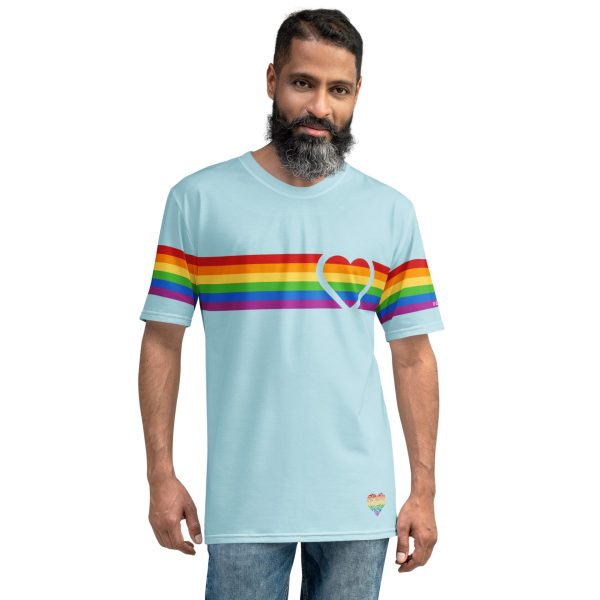 Gender-Free AllOver Print T-Shirt – ‘Pink’ – Rainbow Band Heart - Image 2