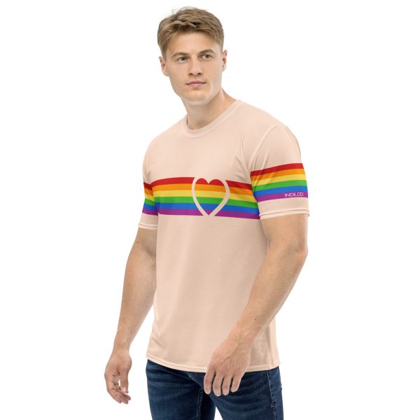 Gender-Free AllOver Print T-Shirt – ‘Pink’ – Rainbow Band Heart - Image 4