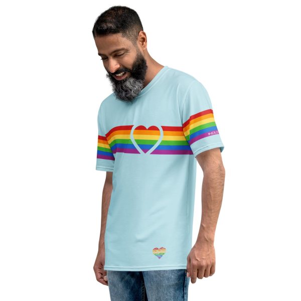 Gender-Free AllOver Print T-Shirt – ‘Pink’ – Rainbow Band Heart - Image 4