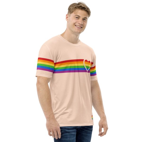 Gender-Free AllOver Print T-Shirt – ‘Pink’ – Rainbow Band Heart - Image 5