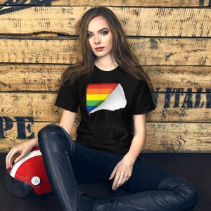 Indiloo Gender-Free T-Shirt – ‘Black’ – Ripped PRIDE Flag