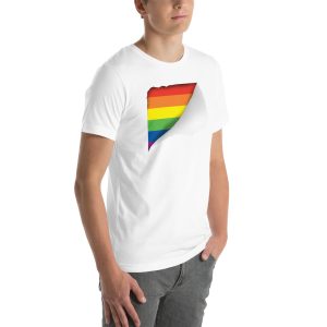 Indiloo Gender-Free T-Shirt – ‘White’ – Ripped PRIDE Flag