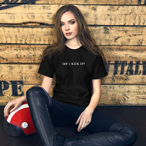 Gender-Free T-Shirt – Black – CAN I KICK IT?