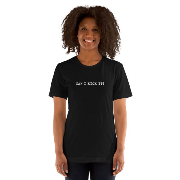 Gender-Free T-Shirt – Black – CAN I KICK IT? - Image 2