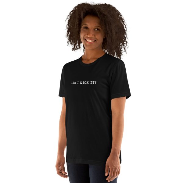 Gender-Free T-Shirt – Black – CAN I KICK IT? - Image 4
