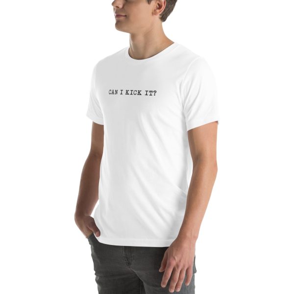 Gender-Free T-Shirt – White – CAN I KICK IT? - Image 5