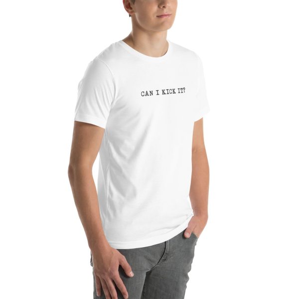 Gender-Free T-Shirt – White – CAN I KICK IT? - Image 7